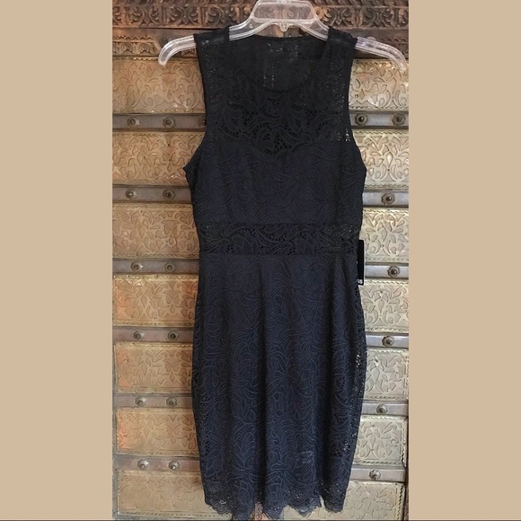 Express BLACK SLEEVELESS LACE DRESS - Picture 4 of 8